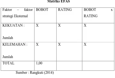 Tabel 3.3 Matriks EFAS 