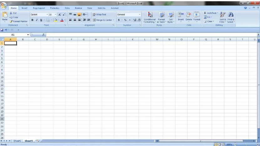 Gambar 5.2 Jendela Lembar Kerja Microsoft Excel 