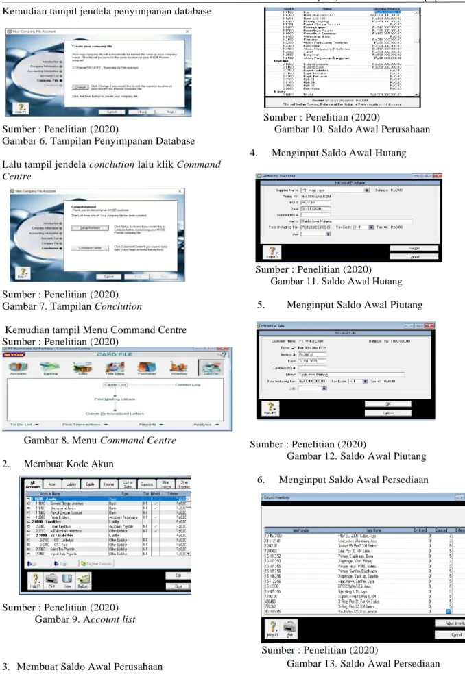 Gambar 6. Tampilan Penyimpanan Database  Lalu tampil jendela conclution lalu klik Command  Centre  