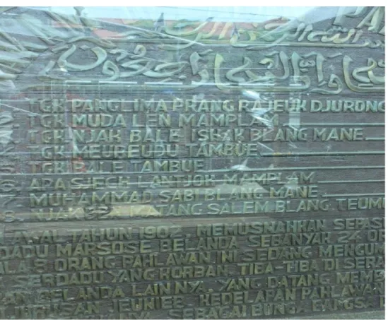 Gambar III-6 Nama-nama para pejuang yang dimakamkan di makam Tgk. 