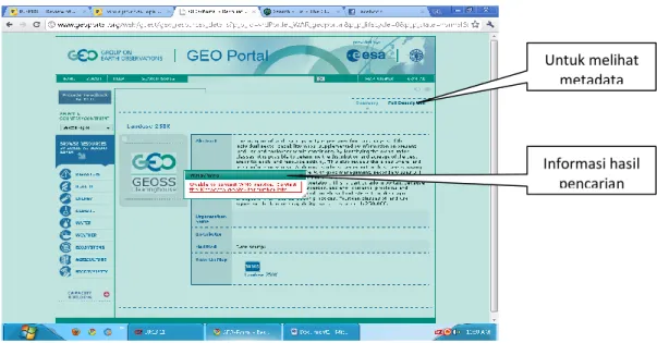 Gambar 4. Informasi Hasil Pencarian Data pada Geo Portal 