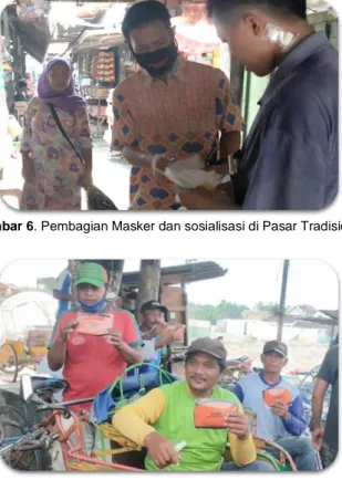 Gambar 6. Pembagian Masker dan sosialisasi di Pasar Tradisional