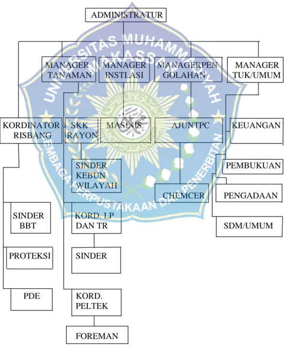 Gambar  2.  Bagan  Struktur  Organisasi  PTP  Nusantara  Pabrik  Gula  Camming. 