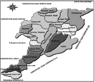 Gambar 1. Peta kabupaten Muara Enim  