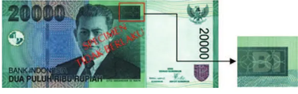 Gambar 3.10.  Gambar Tersembunyi pada Uang Kertas Rp20.000