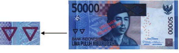 Gambar 3.12.  Kode Tunanetra pada Uang Kertas Rp50.000