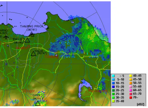 Gambar 4.18  Observasi radar Tgl. 6 Februari 2008 pkl. 23.42 (sumber:  http://www.rewarestore.jp/jakarta/) 