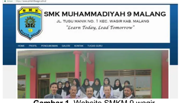 Gambar 1. Website SMKM 9 wagir  Pendampingan  kedua  dilaksanakan  pada hari Sabtu tanggal 14 September 2018
