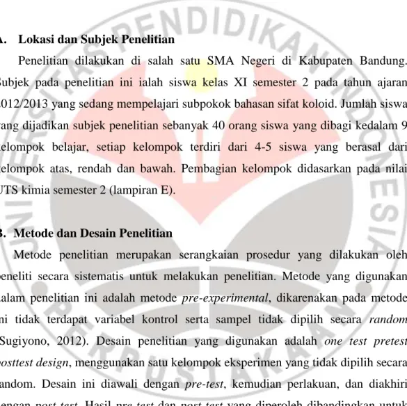 Tabel 3.1 Desain Penelitian Pre-test Post-test One Design 