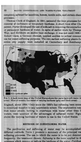 FIG. 1. A hard-water map of the United States ahowl few parts have 80ft water (white water (gray areas)