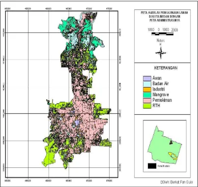 Gambar 5. Peta Overlay Penggunaan Lahan di Kota Medan dengan Peta Digital Administrasinya 