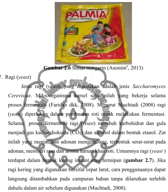 Gambar 2.6 Simas margarin (Anonim e , 2013) 7. Ragi (yeast)