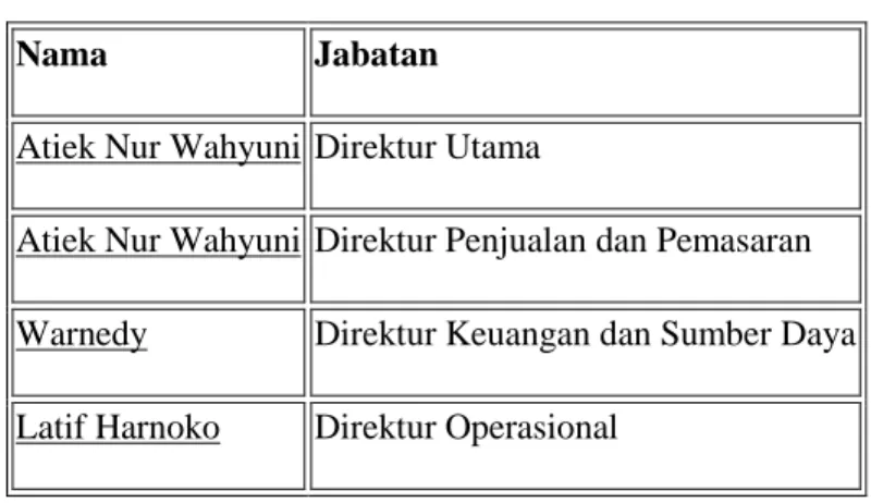 Tabel 2. Direksi saat ini 