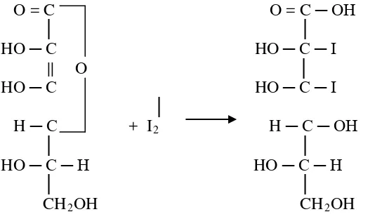 Gambar 2.5 Reaksi antara Vitamin C dan Iodium   (S. Sudarmadji, 1992) 