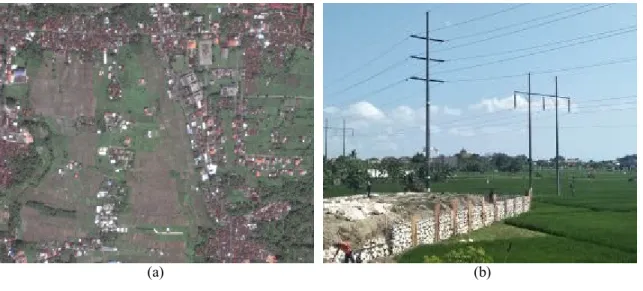 Gambar 2. (a) Citra  Google Earth Leapfrog Development  ; dan (b) Perubahan Tata Guna Lahan di  Kecamatan Denpasar Utara 