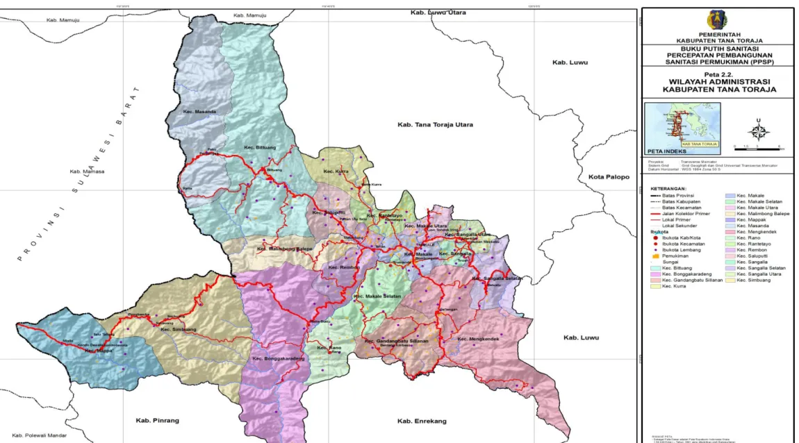 Gambar  1.1   Peta Administrasi Kabupaten Tana Toraja 