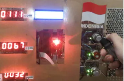 Gambar 4.12 Hasil Uji Coba menampilkan hasil sensor di 7-Segment display 