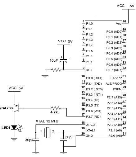 Gambar  3.5  Rangkaian mikrokontroller AT89S51 