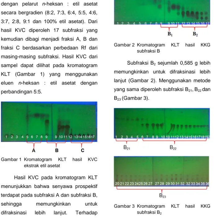 Gambar 2  Kromatogram  KLT  hasil  KKG  subfraksi B