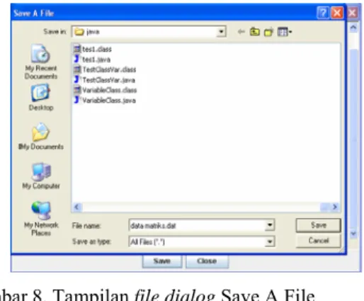 Gambar 8. Tampilan file dialog Save A File 