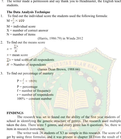 Table 1The Frequency and Percentage of the Students’ Ability in Identifying Generic