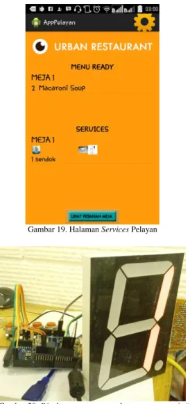 Gambar 20. Display seven segment dengan nomor meja “1”