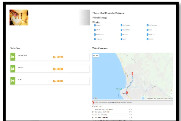 Gambar 4 Halaman Penginapan Pada Pengunjung Gambar  4  merupakan  gambar  daftar  penginapan terbaik yang telah dirating berdasarkan  data  yang  ada  yang  telah  dihitung  dengan  menggunakan  metode  Simple  Additive  Weighting  (SAW)