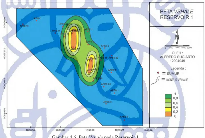 Gambar 4.6. Peta Vshale pada Reservoir 1   