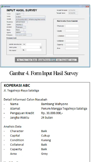 Gambar 4. Form Input Hasil Survey 