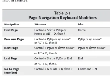 Table 2-1Page Navigation Keyboard Modifiers