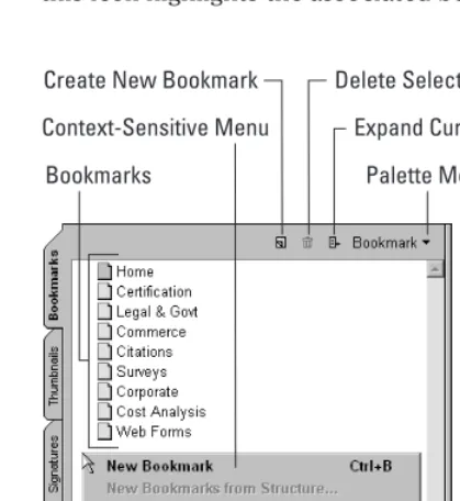 Figure 2-24). If you are on a page in a document that has been bookmarked, clicking