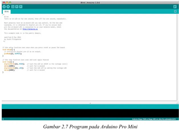 Gambar 2.7 Program pada Arduino Pro Mini