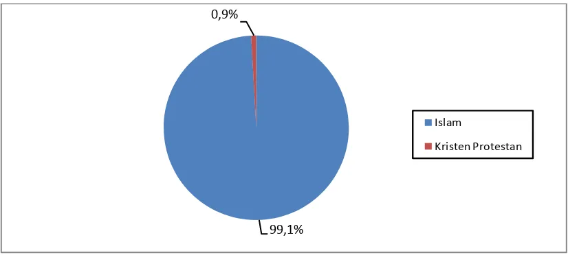 Gambar 6.4. Diagram Pie Distribusi Proporsi Lansia Penderita Fraktur Rawat Inap Berdasarkan Agama di Rumah Sakit Haji Medan tahun 2005-2009  