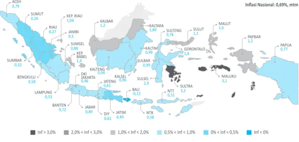 Gambar 2. Peta Inflasi Daerah Triwulan II 2017 (%, mtm)