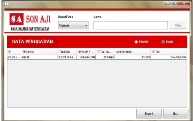 Gambar 4.14 form view payroll Driver dan payroll mechanic  4.1.13.  Slip gaji 