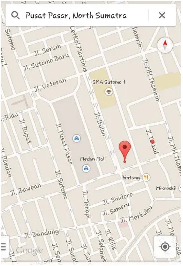 Gambar 4.1 Peta Lokasi Pusat Pasar Medan dan Sekitarnya Sumber : http://maps.google.co.id 