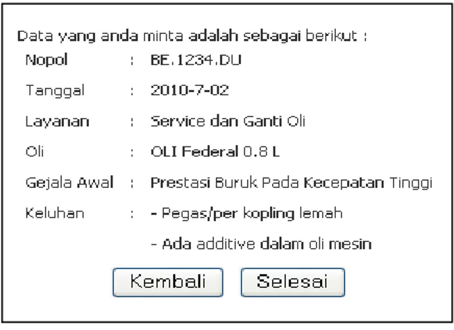 Gambar 5.15 Form Hasil Service 