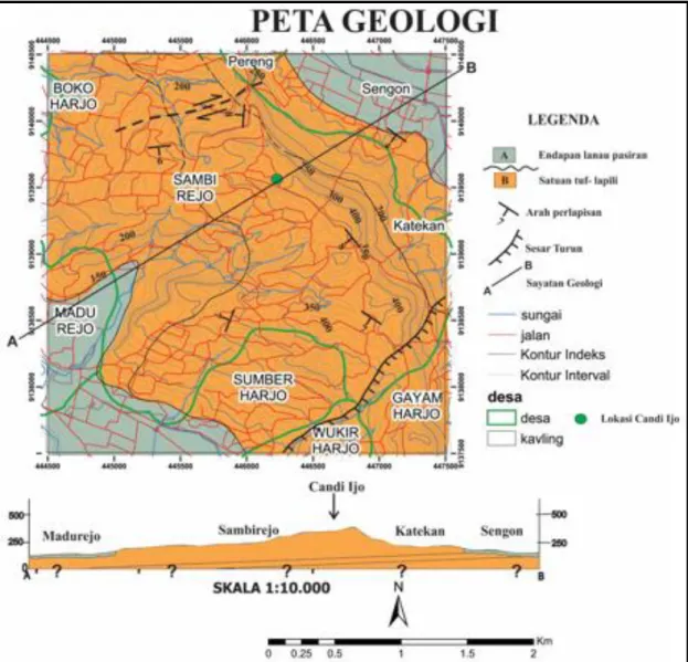 Gambar 1. Peta Geologi Daerah Candi Ijo. 