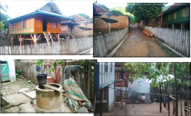 Gambar 19. Rumah Kayu dan Semi Permanen, Serta Sumber Air   Masyarakat Desa Nggelu 