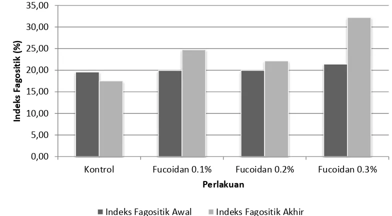 Gambar 2.  Indeks fagositik pada konsentrasi fukoidan komersil yang berbeda  