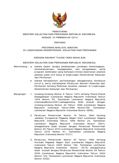 PERATURAN MENTERI KELAUTAN DAN PERIKANAN REPUBLIK INDONESIA NOMOR 37 ...