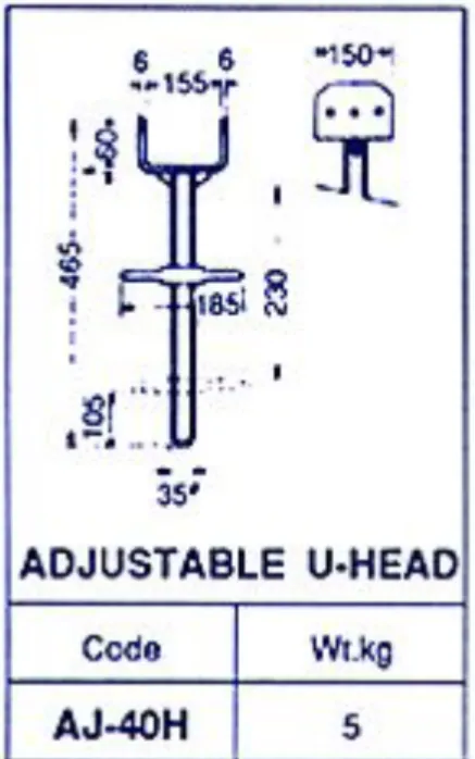 Gambar 2.12. Detail Adjustable U-Head (CV.Multi Sarana Gitatama, 2009)