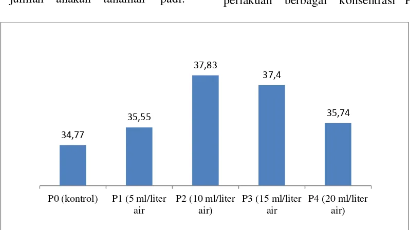 Gambar 2. Rata-rata pertambahan Jumlah anakan dari umur 14 sampai 56 HST pada  