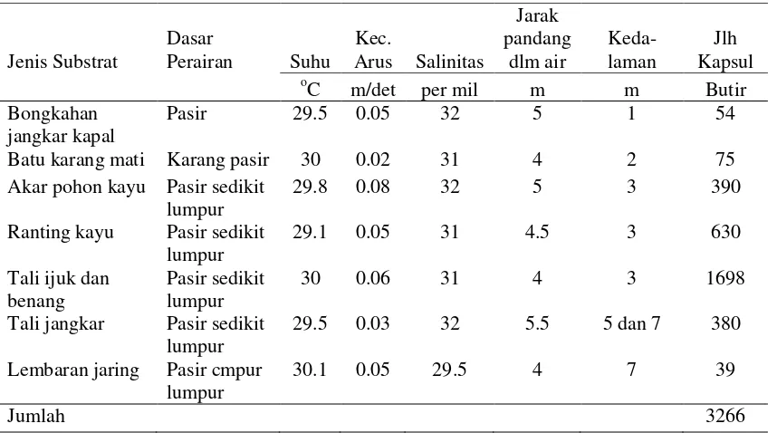 Tabel 1.  Karakteristik Substrat Cumi-cumi pada Perairan Pulau Pute Anging   