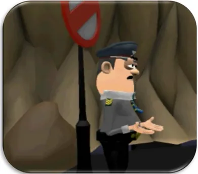 Gambar 6. Tokoh sebagai “Polisi” dalam film animasi  2)  Background/Latar Film Animasi 