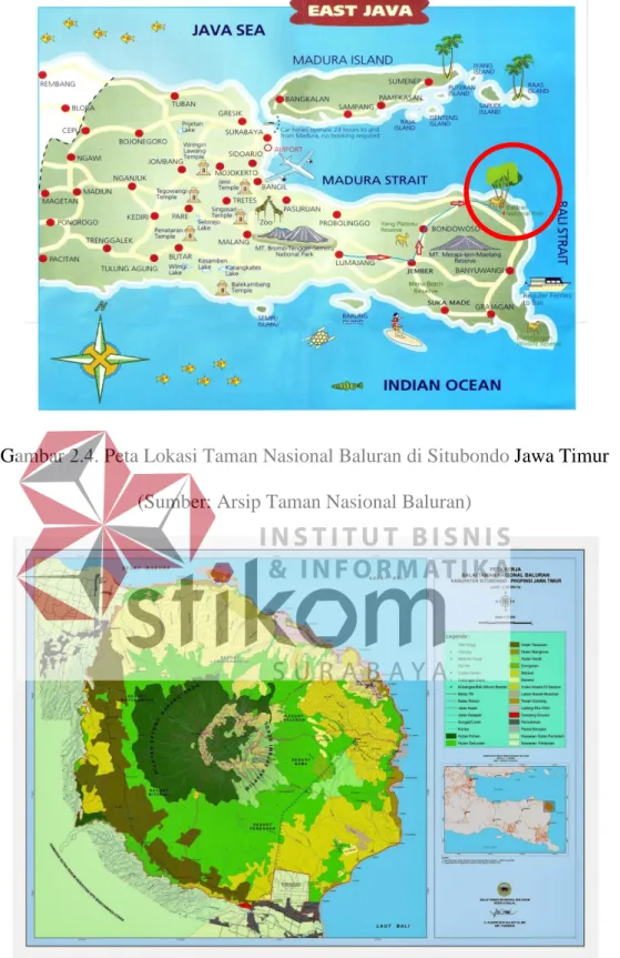 Gambar 2.4. Peta Lokasi Taman Nasional Baluran di Situbondo Jawa Timur  (Sumber: Arsip Taman Nasional Baluran) 