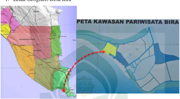 Gambar III.1 Peta Kecamatan Bontobahari Dan Peta Kawasan Wisata Bira  Sumber : Badan Pusat Statistik Kabupaten Bulukumba 