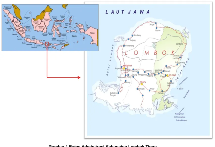 Gambar 1 Batas Adminitrasi Kabupaten Lombok Timur