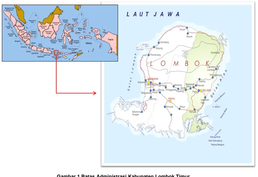 Gambar 1 Batas Administrasi Kabupaten Lombok Timur