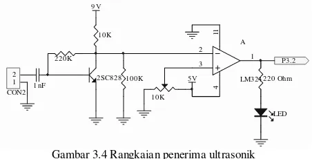 Gambar 3.4 Rangkaian penerima ultrasonik 